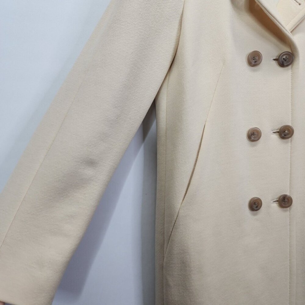 J Crew Women's Ivory Cream Wool Blend Double Breasted Peacoat Long Size 0 - Picture 7 of 14
